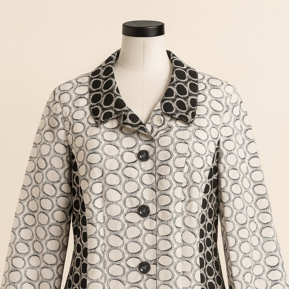 Vintage-Style Floral Embroidered Jacket – Long Sleeve Black Coat